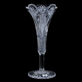 Trumpet Vase, Tri-Corner, American Brilliant Cut Glass