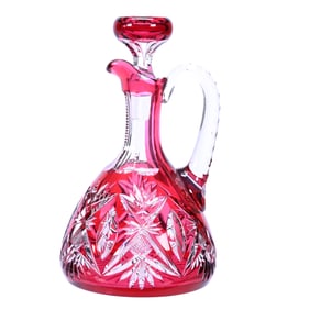 Ship's Decanter, Brilliant Period Cut Glass, Red Cut To Clear
