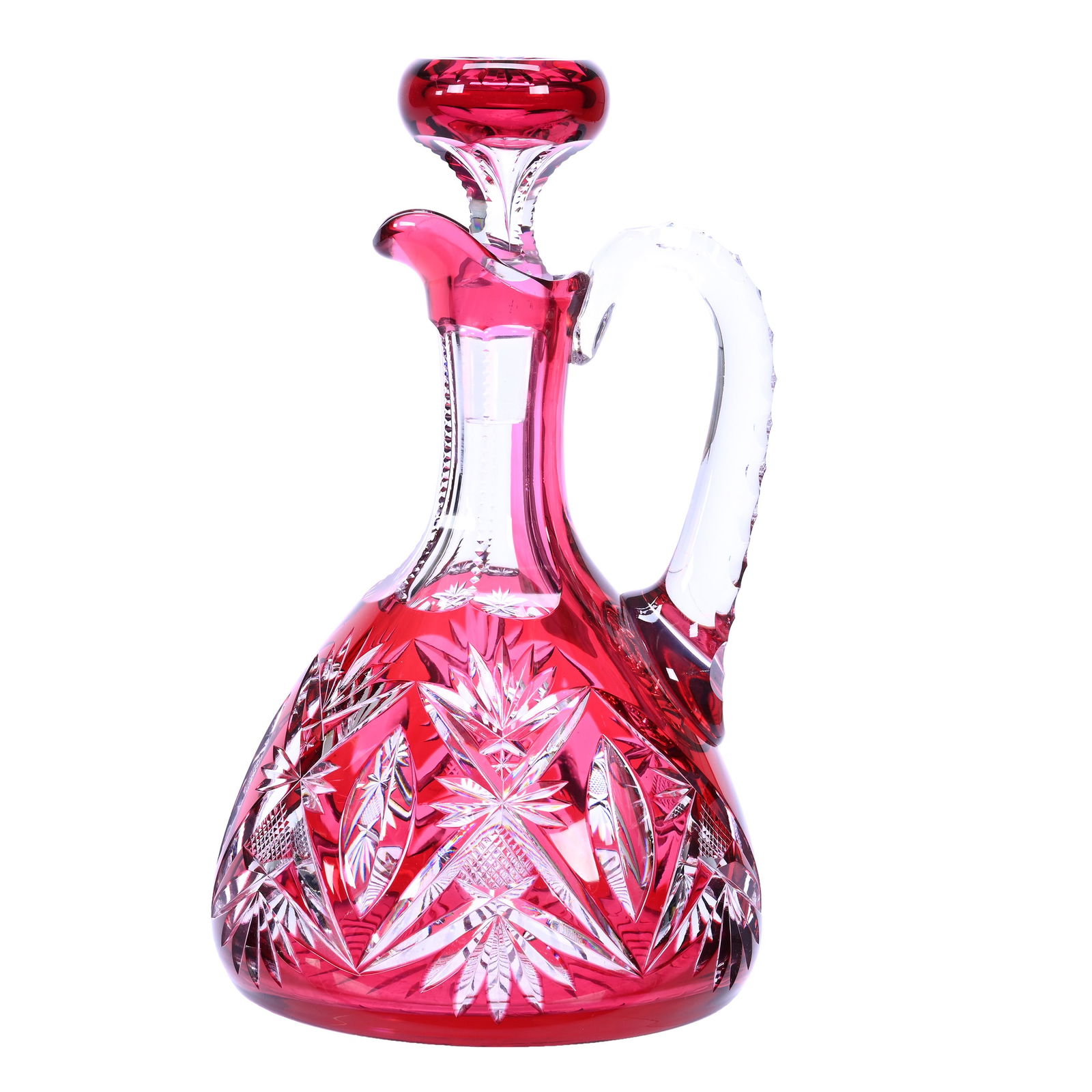 Ship's Decanter, Brilliant Period Cut Glass, Red Cut To Clear (1 of 3)