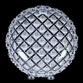 Low Bowl, American Brilliant Cut Glass, Signed Egginton Trellis Pattern