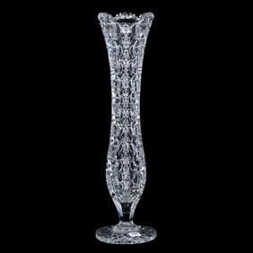 Pedestal Vase, American Brilliant Cut Glass, Signed Hawkes Princess Pattern
