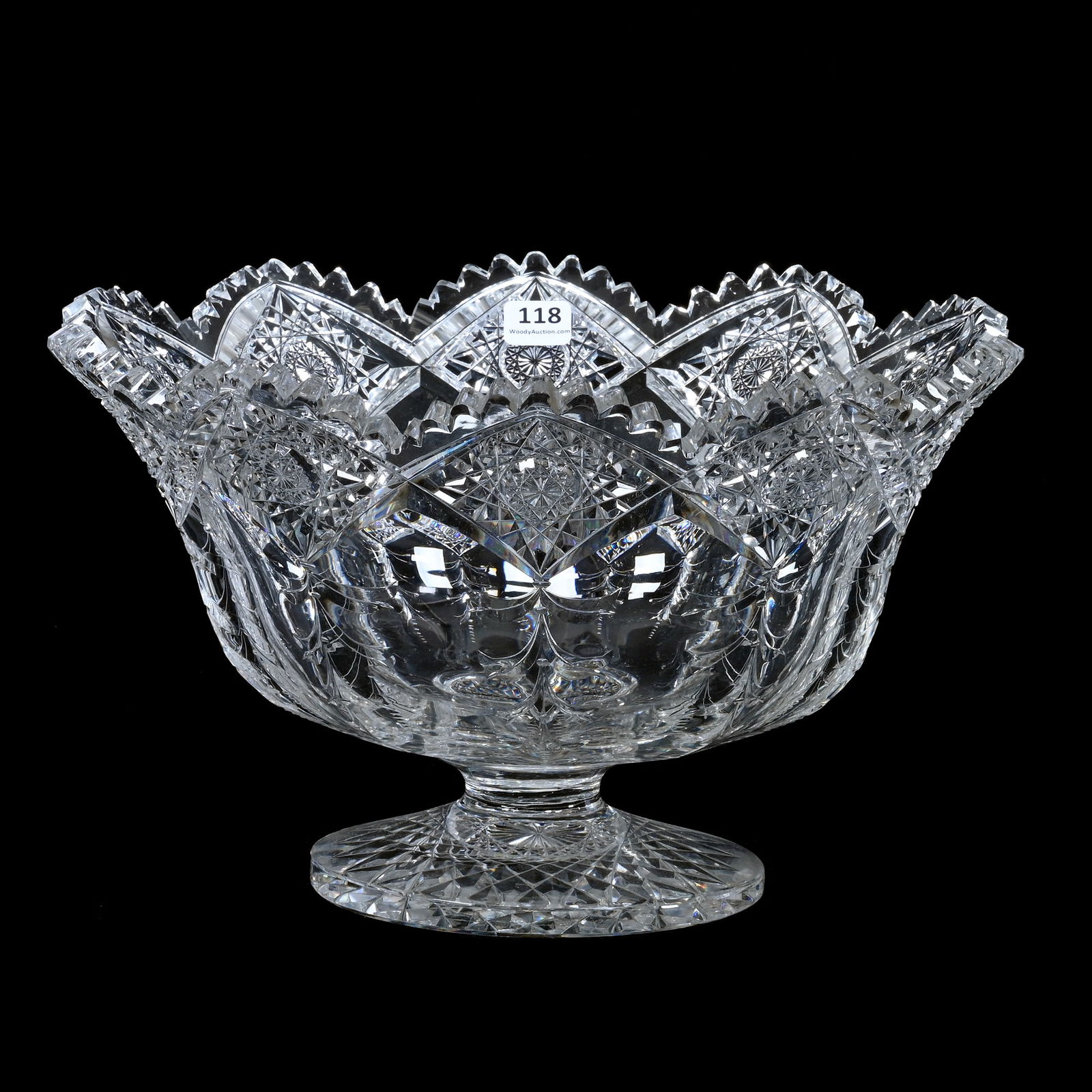 Pedestal Center Bowl, American Brilliant Cut Glass, Signed Sinclaire Stars, Panels And Engraving (1 of 3)