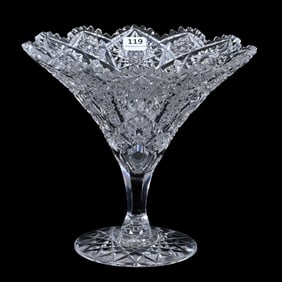 Tazza, American Brilliant Cut Glass, Pattern Resembles Pattern #67 By Elmira