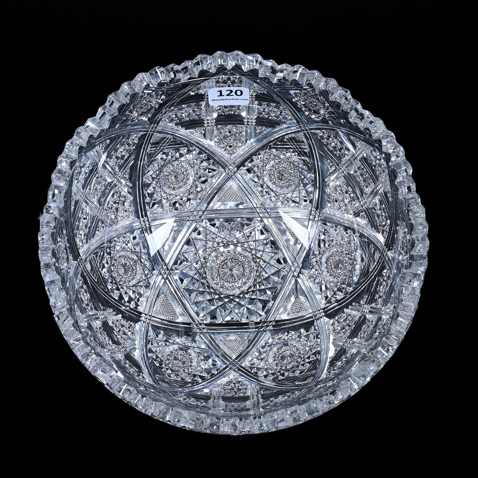 Bowl, American Brilliant Cut Glass, Superbly Cut Six Sections Featuring Hobstar, Vesica, Strawberry (1 of 3)