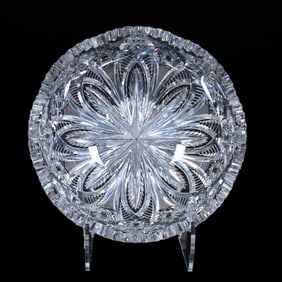 Bowl, American Brilliant Cut Glass, Signed Libbey Wicker Pattern