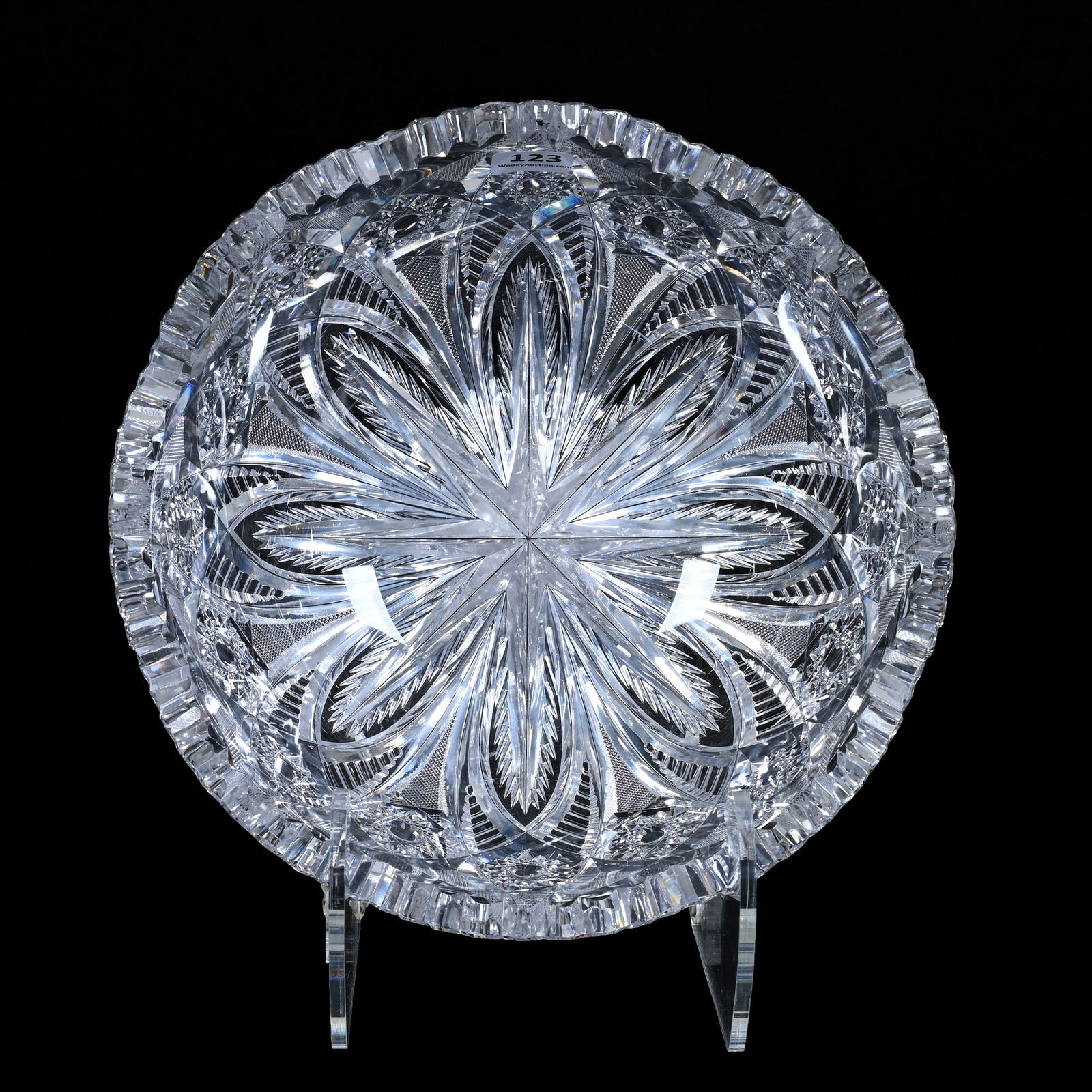 Bowl, American Brilliant Cut Glass, Signed Libbey Wicker Pattern (1 of 3)