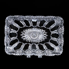 Rectangular Tray, American Brilliant Cut Glass, Signed Sinclaire Westminster Pattern