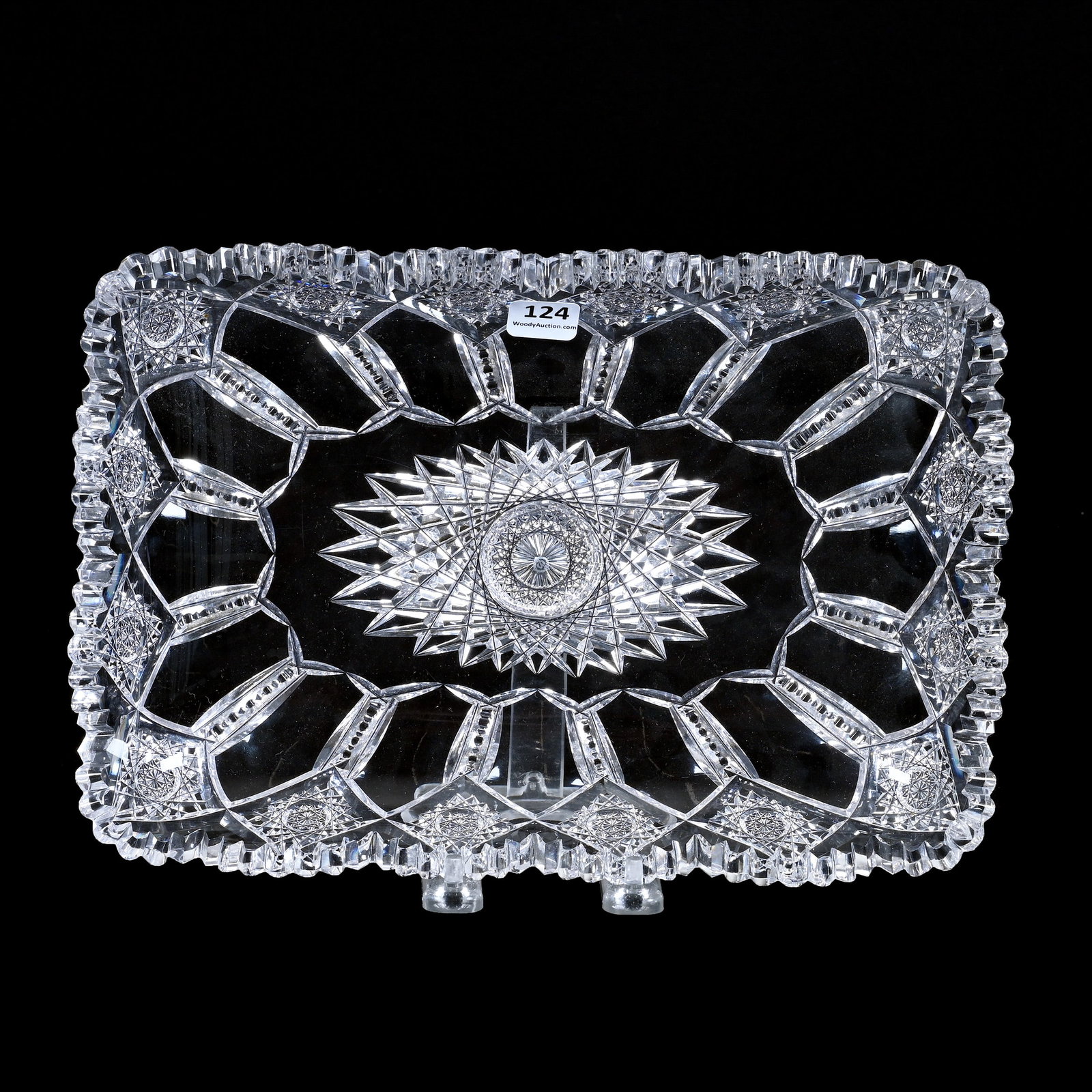 Rectangular Tray, American Brilliant Cut Glass, Signed Sinclaire Westminster Pattern: Rectangular Tray, American Brilliant Cut Glass, Signed Sinclaire Westminster Pattern, 11.5" x 8", Two Tooth Chips, Estate Of Paul Pellet, Texas.