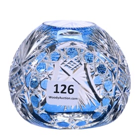 Paperweight, Brilliant Period Cut Glass, Pale Blue Cut To Clear