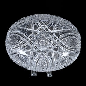 Oval Bowl, American Brilliant Cut Glass, Signed J. Hoare