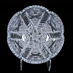 Bowl, American Brilliant Cut Glass, Six Sections Of Superbly Cut Hobstars Alternating With Slanted