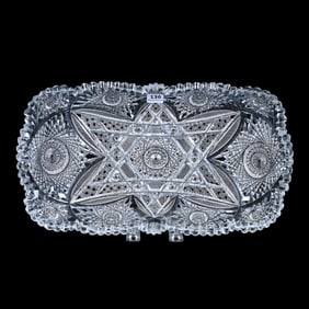 Rectangular Ice Cream Tray, American Brilliant Cut Glass, Pattern #17 By Elmira