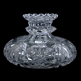 Flower Center, American Brilliant Cut Glass, Large Blossom With Hobstar Center, Strawberry Diamond
