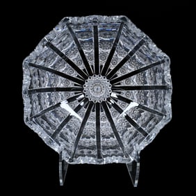 Bowl, Six-Sided, American Brilliant Cut Glass, Signed Hawkes Panel Pattern