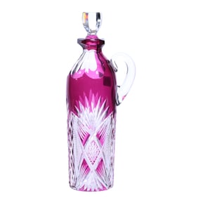 Whiskey Bottle, Brilliant Period Cut Glass, Amethyst Cut To Clear