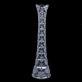 Vase, American Brilliant Cut Glass, Signed Hawkes Queens Pattern