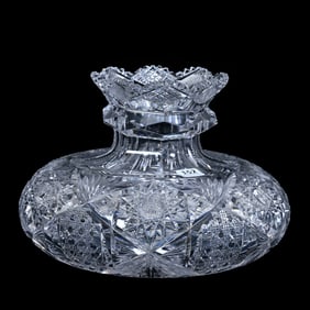 Flower Center, American Brilliant Cut Glass, Hobstar, Cane, Button And Fan Motif