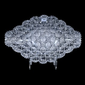 Bowl, Napoleon Hat Shape, American Brilliant Cut Glass, Signed J. Hoare Kohinoor Pattern