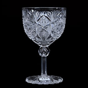 Goblet, American Brilliant Cut Glass, Monarch Pattern By J. Hoare