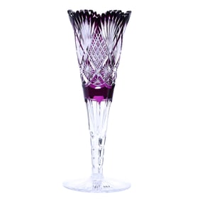 Trumpet Vase, Brilliant Period Cut Glass, Dark Amethyst Cut To Clear