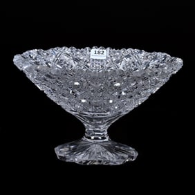 Tazza, American Brilliant Cut Glass, Triple Miter Trellis Pattern