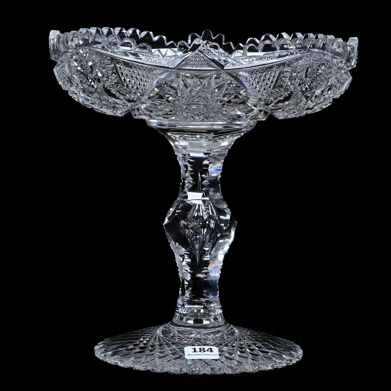 Compote, American Brilliant Cut Glass, Hobstar, Nailhead Diamond And Prism Motif (1 of 3)