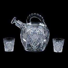 Rum Set, American Brilliant Cut Glass, Venetia Pattern By Libbey