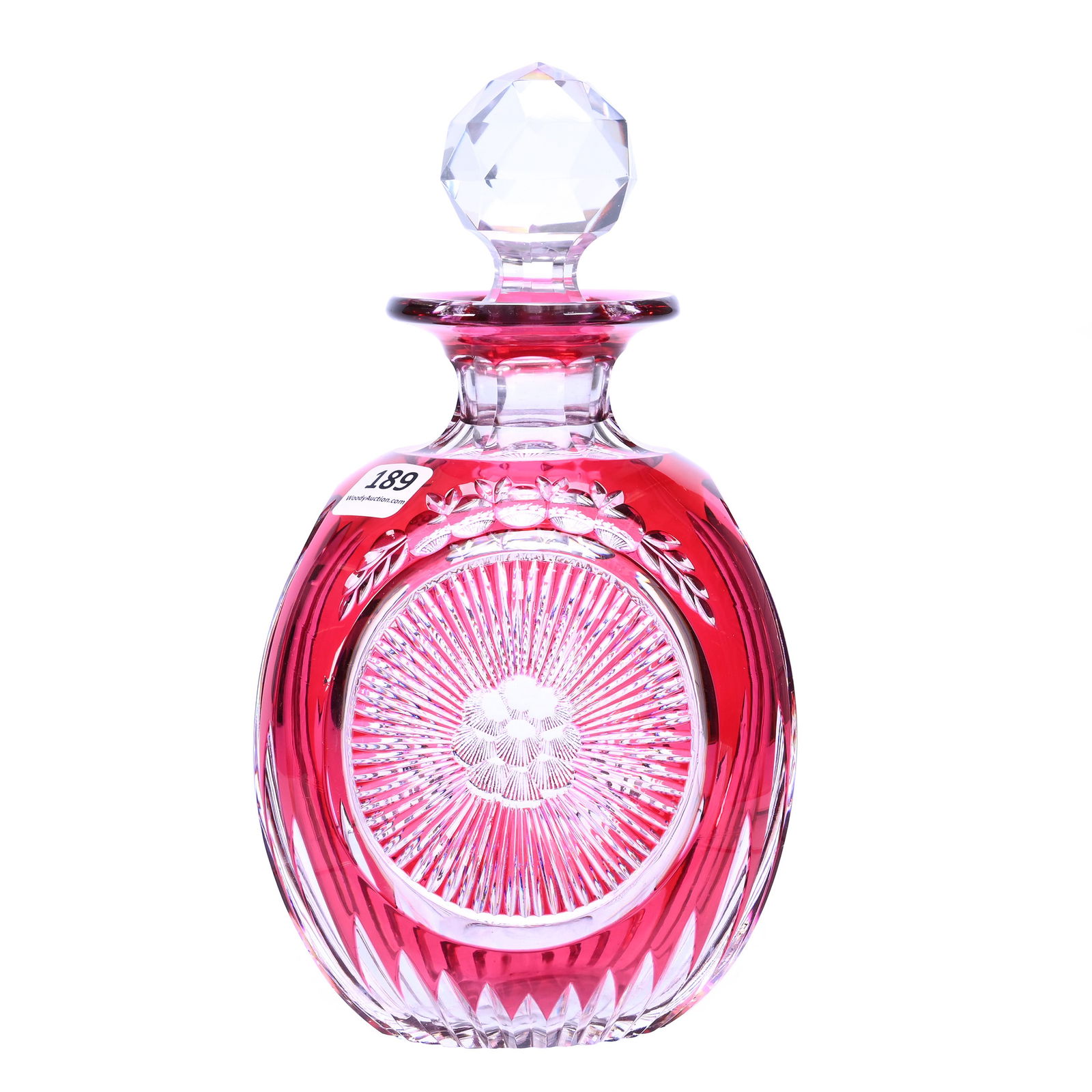 Cologne Bottle, Brilliant Period Cut Glass, Cranberry Cut To Clear (1 of 3)