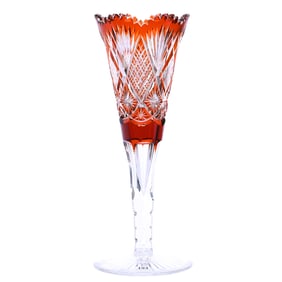 Trumpet Vase, Brilliant Period Cut Glass, Apricot Cut To Clear