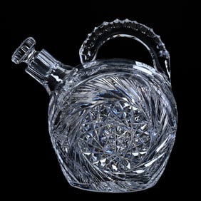 Rum Jug, American Brilliant Cut Glass, Large Pinwheel With Prism And Fan Highlights