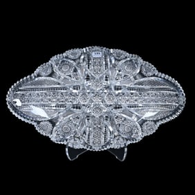 Ice Cream Tray, American Brilliant Cut Glass, Signed J. Hoare Newport Pattern