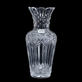 Vase, American Brilliant Cut Glass, Pattern Resembles Westminster By Sinclaire