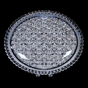 Oval Tray, American Brilliant Cut Glass, Signed Hawkes Alexandria Pattern