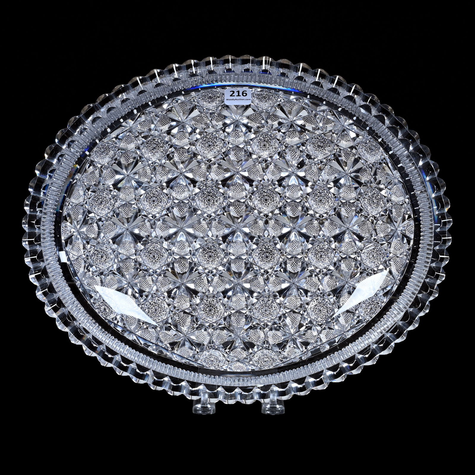 Oval Tray, American Brilliant Cut Glass, Signed Hawkes Alexandria Pattern (1 of 4)