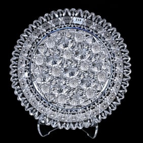 Round Tray, American Brilliant Cut Glass, Signed Hawkes Alexandria Pattern