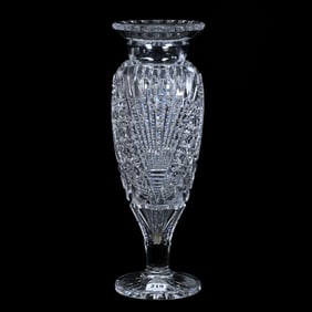 Pedestal Vase, American Brilliant Cut Glass, Prism, Vesica, Cane, Strawberry Diamond & Pinwheel