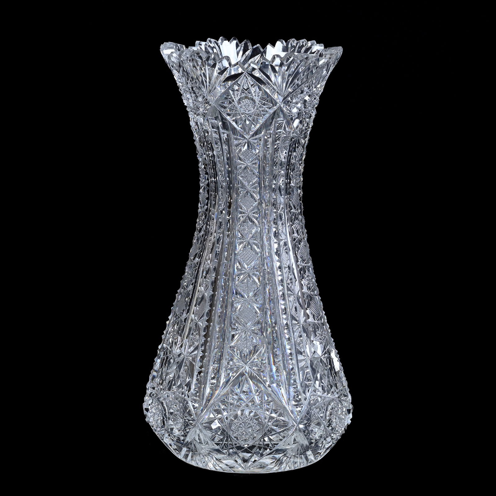 Vase, American Brilliant Cut Glass, Hobart Pattern By Unger Brothers (1 of 3)