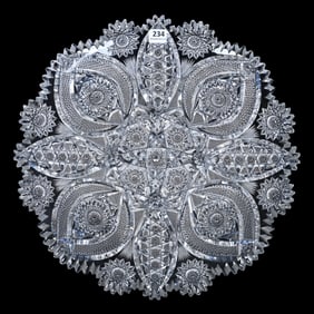 Round Tray, American Brilliant Cut Glass, Exceptionally Well Cut