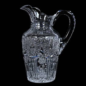 Pitcher, American Brilliant Cut Glass, Sunburst, Hobstar, Bullseye, Prism And Fan Motif (1 of 3)