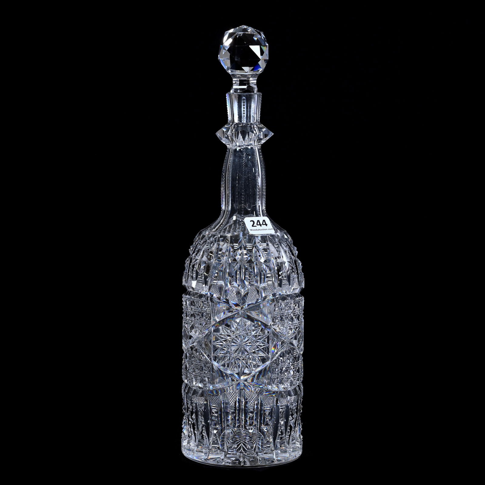 Whiskey Bottle, American Brilliant Cut Glass, Signed Libbey Ellsmere Pattern (1 of 3)