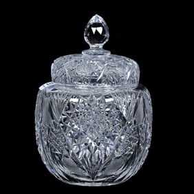 Covered Jar, American Brilliant Cut Glass, Odolet Pattern By C. F. Monroe