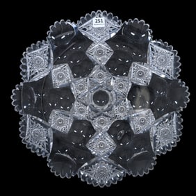 Round Tray, American Brilliant Cut Glass, Signed Hawkes Queens Pattern
