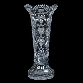 Vase, American Brilliant Cut Glass, Queens Pattern By Hawkes