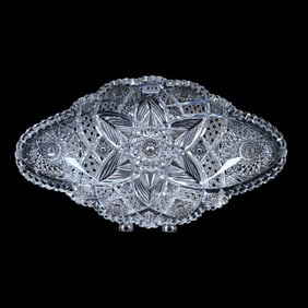 Ice Cream Tray, American Brilliant Cut Glass, Silver Leaf Pattern By Pairpoint
