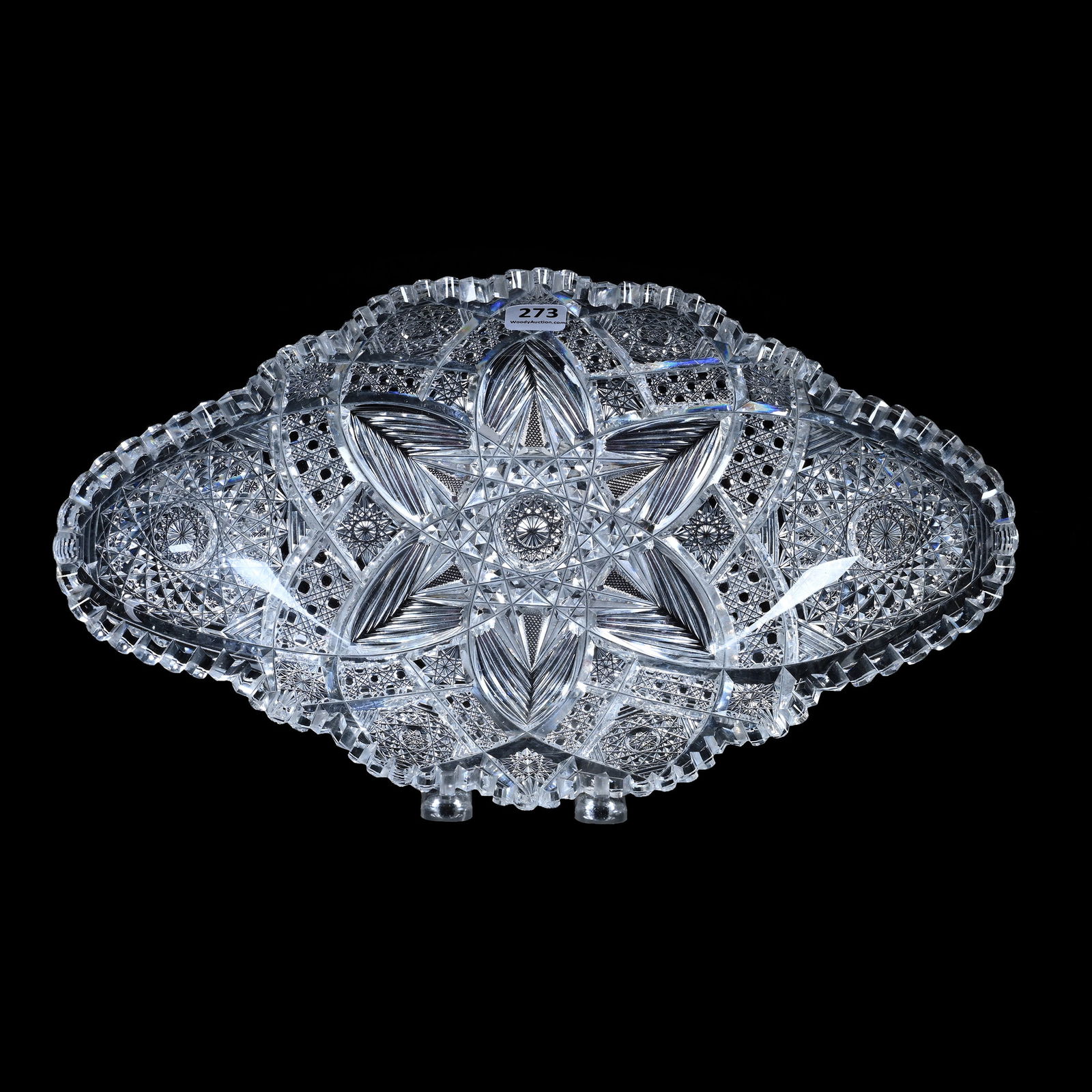 Ice Cream Tray, American Brilliant Cut Glass, Silver Leaf Pattern By Pairpoint (1 of 2)