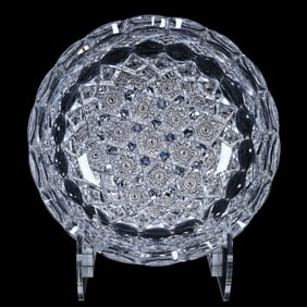 Bowl, American Brilliant Cut Glass, Well Cut Hobstar Cluster With Strawberry Diamond, Star &