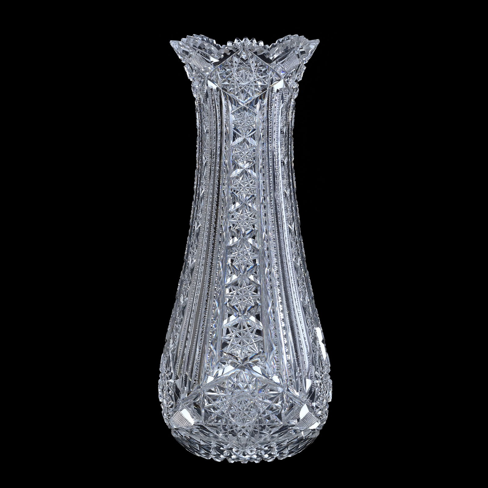 Vase, American Brilliant Cut Glass, Pattern Resembles Hobart By Unger Brothers (1 of 3)