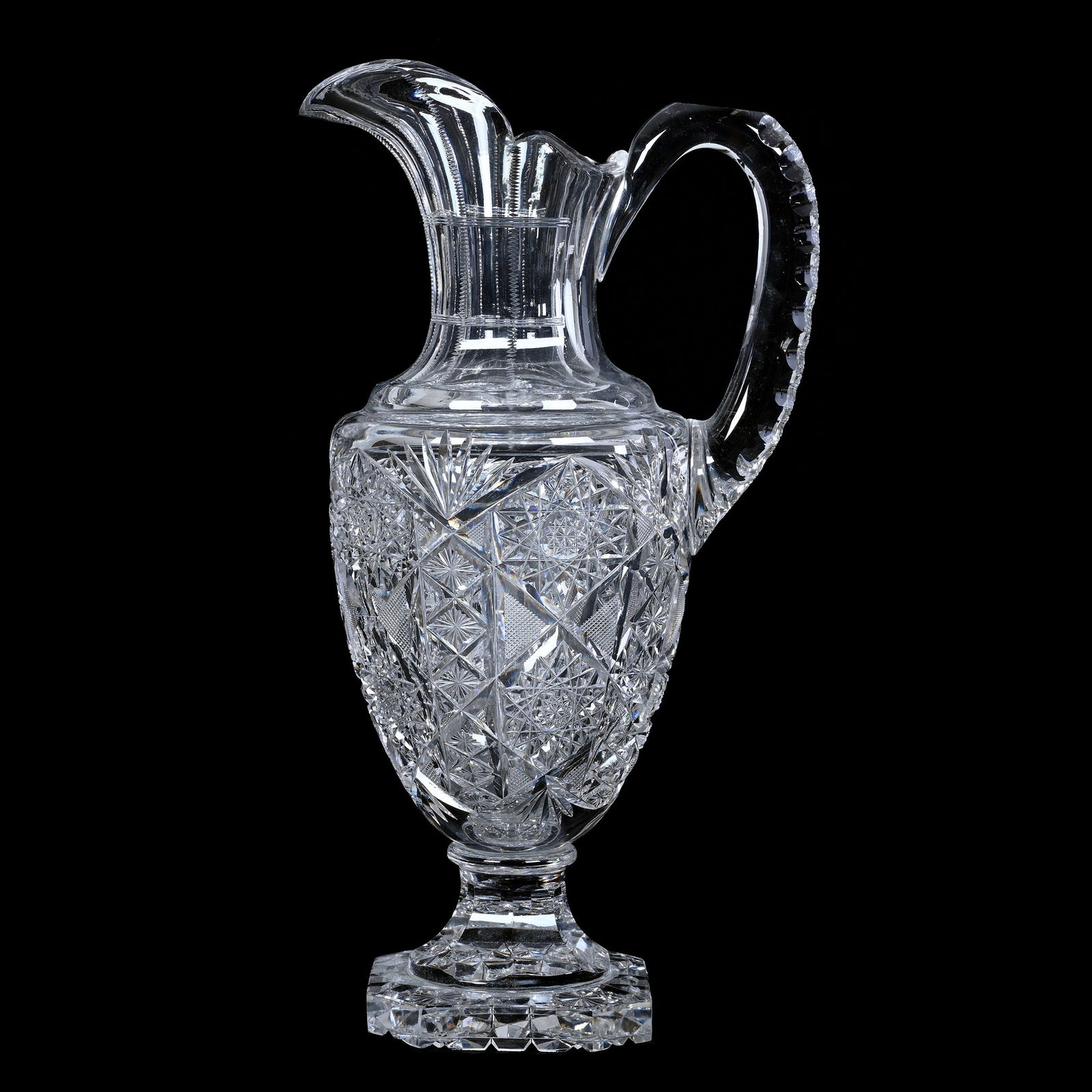 Pedestal Pitcher, American Brilliant Cut Glass, Genoa Pattern By Clark (1 of 3)