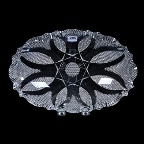 Oval Tray, American Brilliant Cut Glass, Signed Libbey Delphos Pattern
