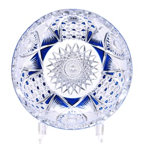 Bowl, Brilliant Period Cut Glass, Blue Cut To Clear